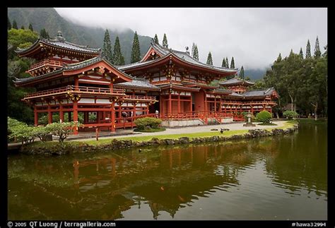 Picturephoto Byodo In Temple Reflected In Pond On A Cloudy Day Oahu