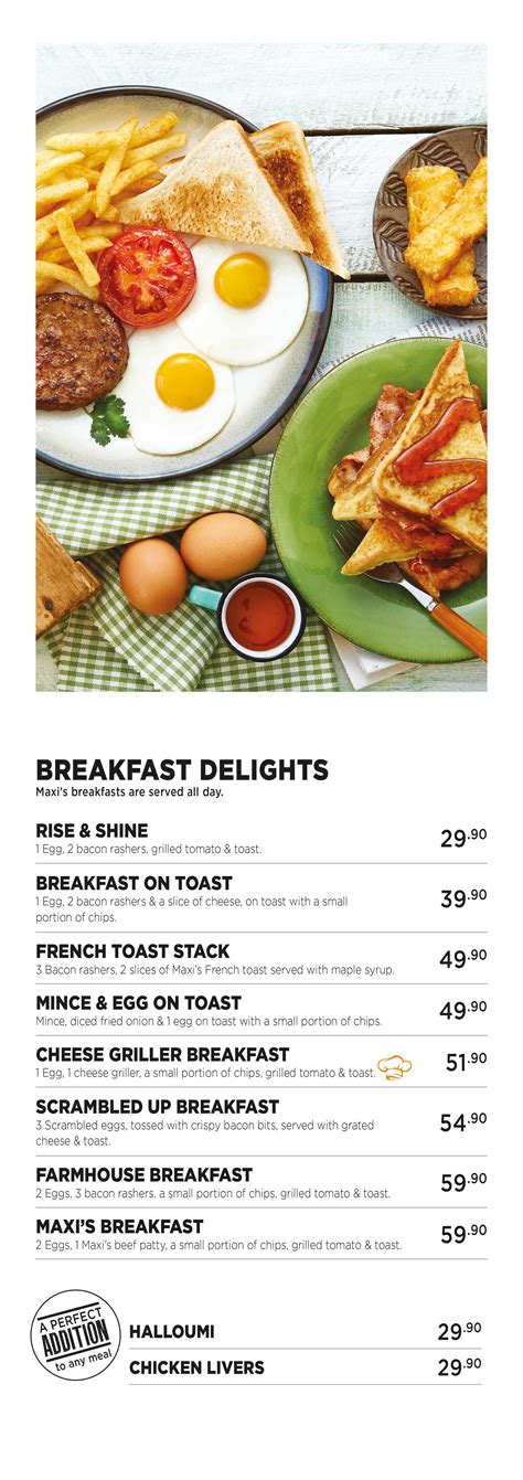 All Day Breakfast Menu Maxis Food South Africa