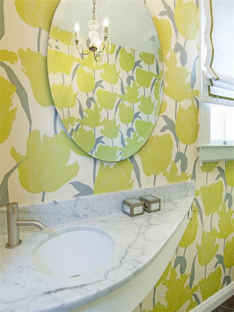 Small Bathroom With Bold Floral Wallpaper Hgtv