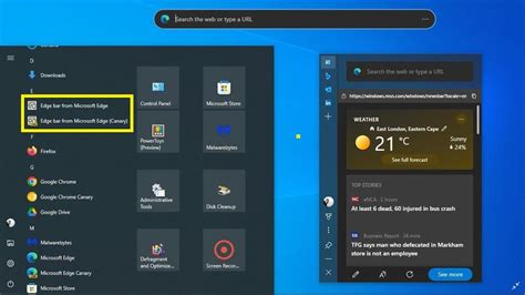 Microsoft S Edge Bar Can Now Be Launched From The Start Menu Youtube