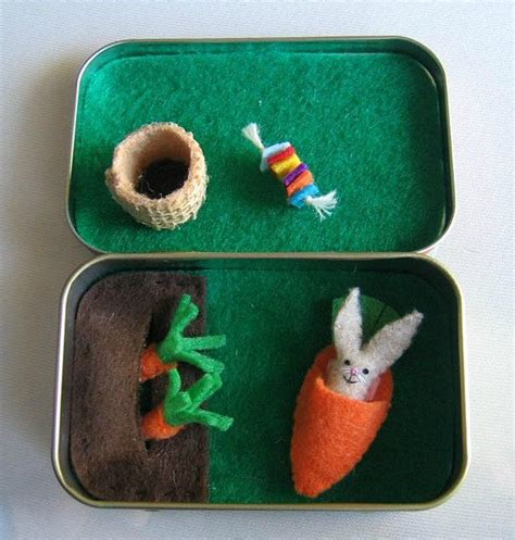 Bunny Altoid Tin Miniature Felt Garden Play Set Quiet Time Etsy