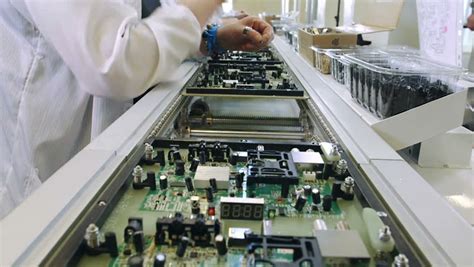 Workers Are Manufacturing Circuit Boards In Electronics Factory