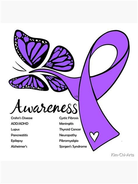 Purple Awareness Ribbon Butterfly Poster By Kim Chi Arts Redbubble