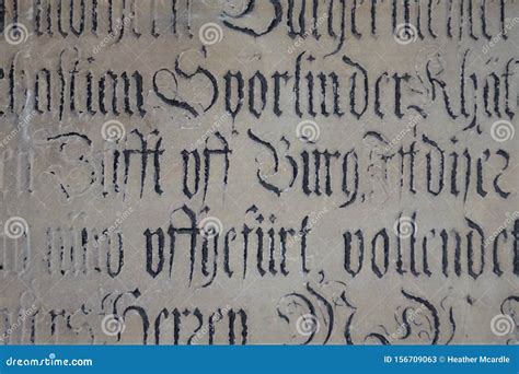Medieval Script Etched Into Stone Stock Image Image Of Text Etched