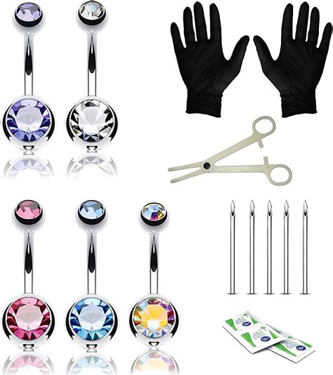 Body Piercing Kit 14g Piercing Kit For Belly Button 14 Gauge 15 Pieces Amazonca Clothing