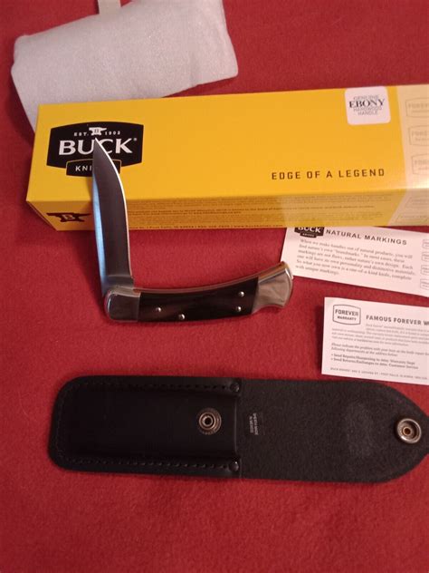 New Buck Knives 110 Drop Point Nickel Silver And 420hc Ebony Scales