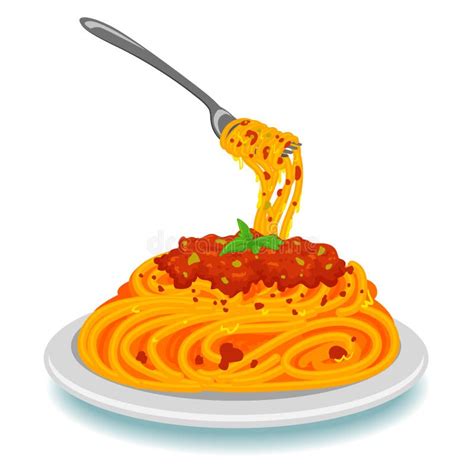 Spaghetti With Fork On Plate Stock Vector Illustration Of Menu Lunch
