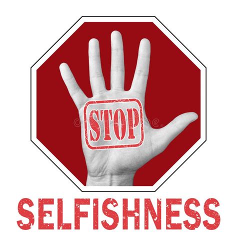Stop Selfishness Conceptual Illustration Open Hand With The Text Stop