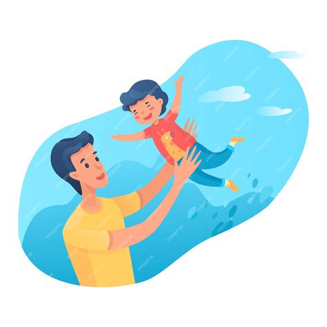 Premium Vector Dad Playing With Son Flat Characters