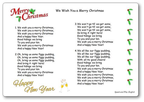 Chanson We Wish You a Merry Christmas Paroles à imprimer
