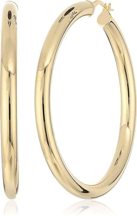 Amazon Com 14k Yellow Gold Large 50 Mm Round Tube Hoop Earrings Jewelry
