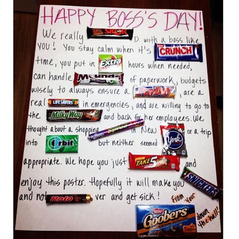 The title, 21 unique (and inexpensive) gift ideas for boss's day has taken a narrow lead. 26 best images about Bosses day on Pinterest | Candy bar ...