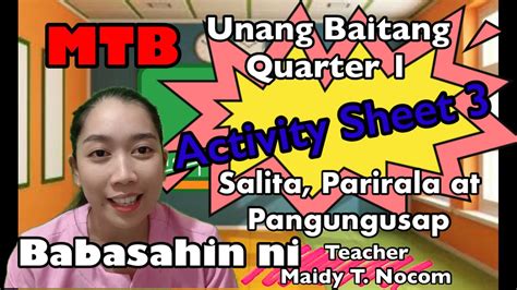 Grade 1 Quarter 1 Activity Sheet 3 Mtb Pantig Salita Parirala At