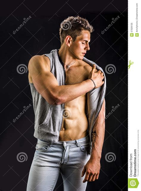 Confident Attractive Young Man With Open Vest On Stock Image Image