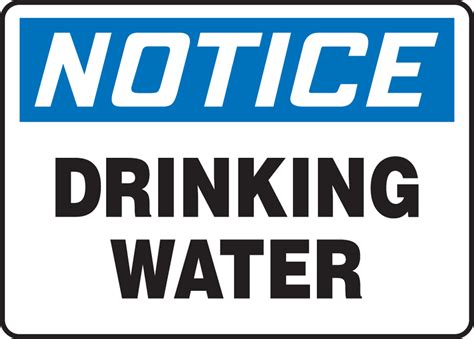 Drinking Water Osha Notice Safety Sign Mcaw801