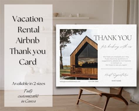 Airbnb Vacation Rental Card For Guests Airbnb Host Thank You Card