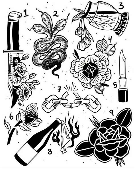 20 Best Black And White Old School Tattoo Flash Ideas In 2021