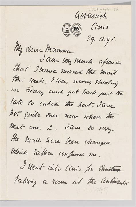 Manuscript Letter Written By Major John Francis Burn Murdoch Royal