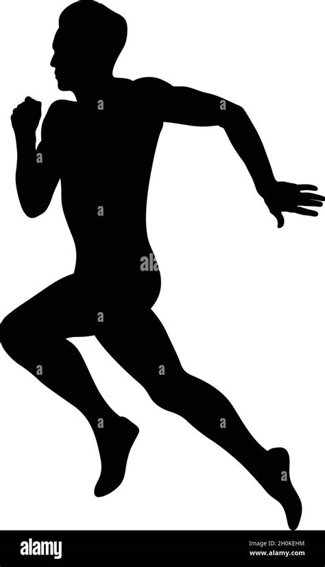 male runner athlete running sprint black silhouette stock vector image and art alamy