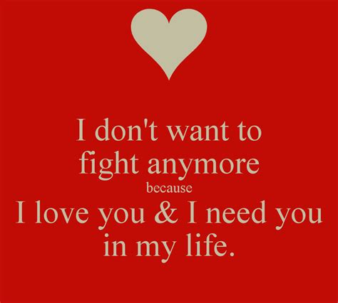 I Dont Want To Fight Anymore Because I Love You And I Need