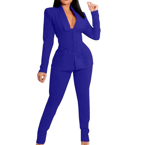 women s dress pants tall women s two piece lapels suit set office business long sleeve formal