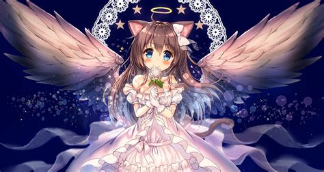 Desktop Wallpaper Cute Anime Girl Angel Girl Wings Hd Image Picture Background D17257