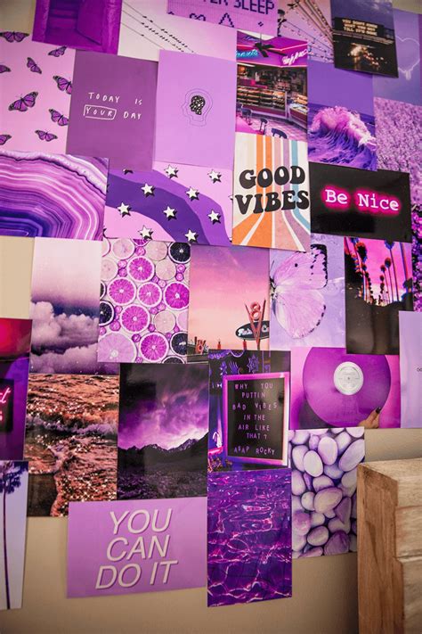 Collage Kit Purple Vibes Trendy Vsco Wall Collage Kit Set Of Etsy