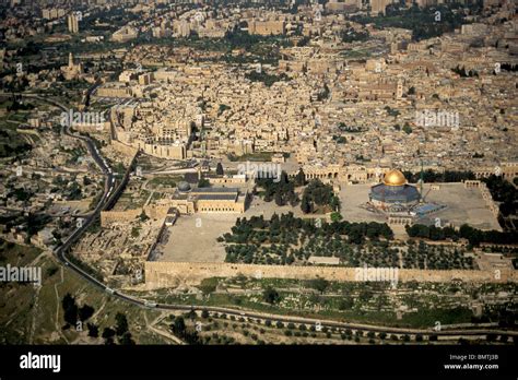 Israel An Aerial View Of Temple Mount And The Old City Of Jerusalem