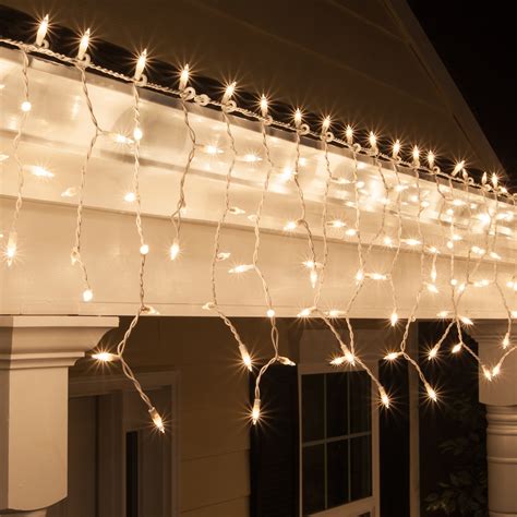 Christmas Icicle Light - Commercial - 150 Clear Icicle Lights - White Wire
