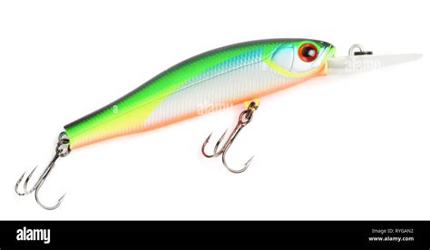 Plastic Fishing Lure Wobbler Isolated On White With Soft Shadow Stock