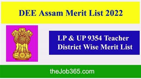 DEE Assam Final Merit List 2022 LP UP 9354 Teacher District Wise