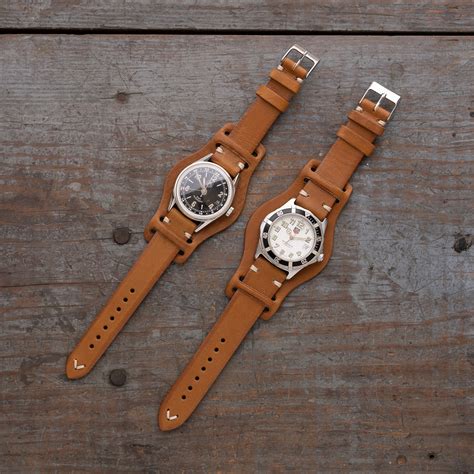 Vintage Watch Strap Full Grain Italian Leather With Bund Pad