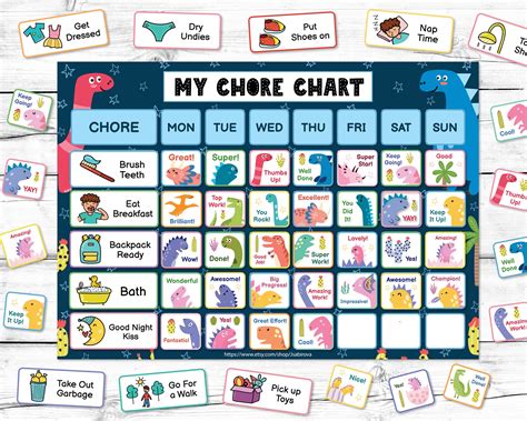 Chore Chart For Kids Printable Pdf Weekly Chore Chart With Etsy