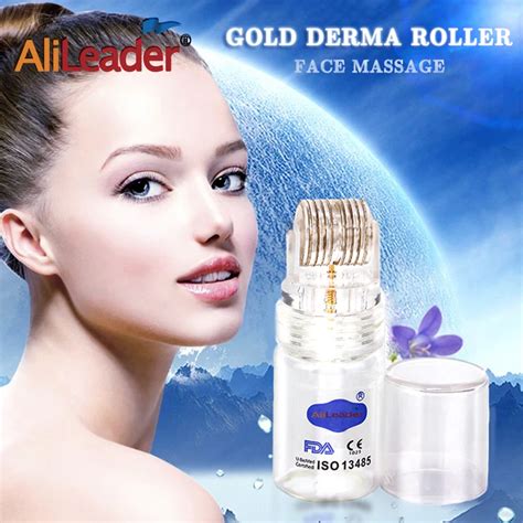 Buy Portable Gold Derma Roller Bottle Refillable Face Massage Roller Liquid