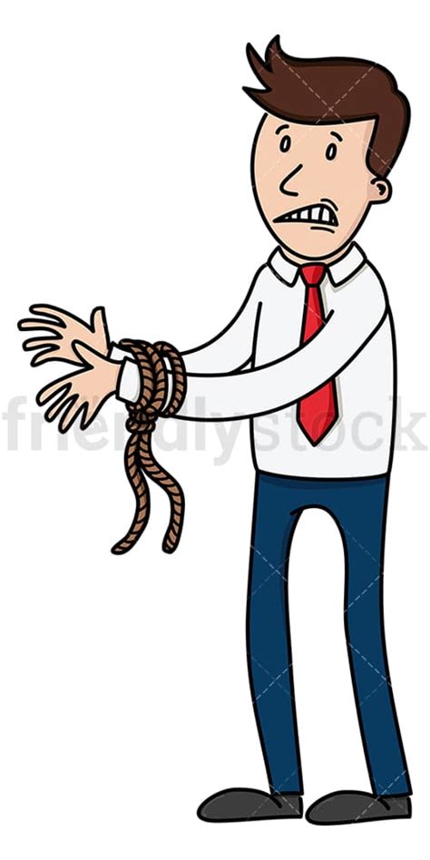 frightened businessman with hands tied up cartoon clipart vector friendlystock
