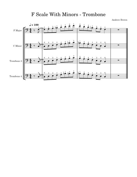 F Scale With Minors Trombone Sheet Music For Trombone Solo