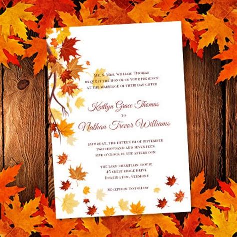 Picture the invitation of your dreams. Printable Wedding Invitation Template "Falling Leaves" Make Your Own Wedding Invitations Word ...
