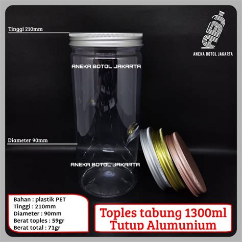 Jual Toples Tabung 1300ml Tutup Alumunium Tebal Keras Toples Plastik Silinder 13 Liter