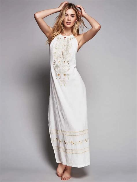 2016 europe style embroidery long backless party dress women s elegant summer dresses white