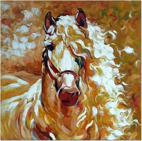 Running Horse Signed Hand Painted Abstract Horse Oil