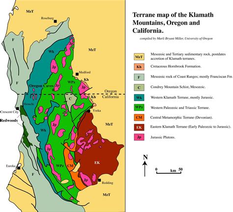 Tectonic Map Of Klamath Mountains Klamath Geology Map