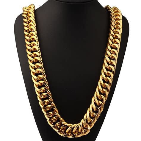 ( 3.5) out of 5 stars. BIG BCUBAN Chain Necklace 260MM Width 35.4in Long Chain Men Gold Big Chain Collar Aluminum ...