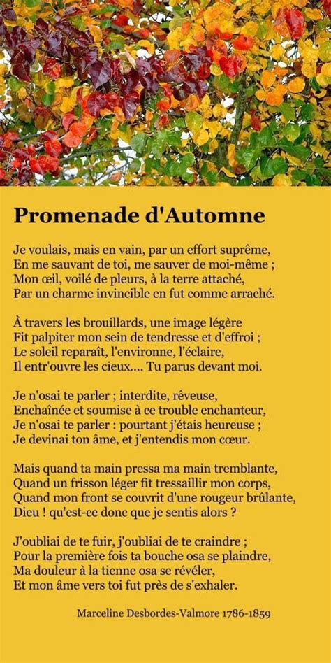 Marceline Desbordes Valmore 1786 1859 Poème Automne Poeme Nature