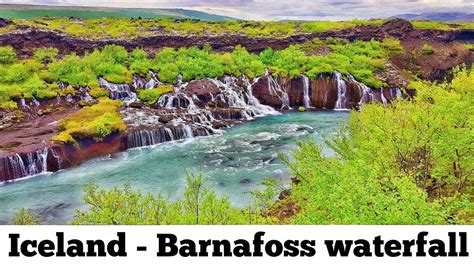 Barnafoss And Hraunfossar Waterfalls Drone Aerial Video Iceland Youtube