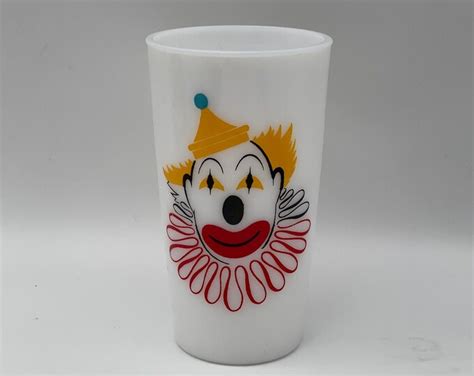 Vintage Hazel Atlas Milk Glass Clown Cup Tumbler Etsy