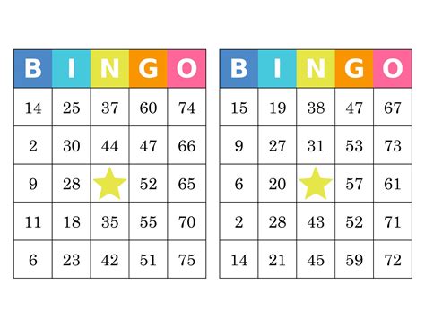 1000 Bingo Cards 2 Per Page Immediate Pdf Download Multi Colored