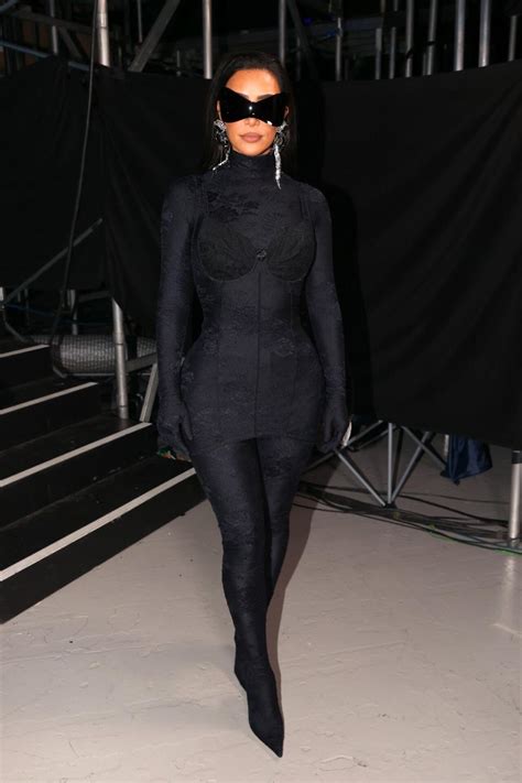 Kim Kardashian Channeled Catwoman With An Eye Shield And A Black Mini