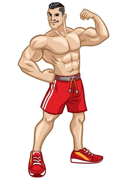 210 Cartoon Of A Muscle Man Model Stock Illustrations Royalty Free