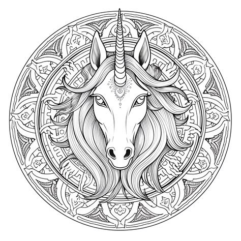 Mystical Unicorn Mandala Coloring Page Coloring Page