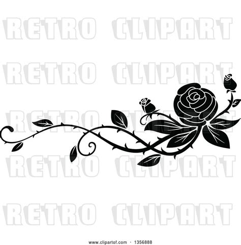 Vector Clip Art Of Retro Floral Rose Vine Border Design Element By